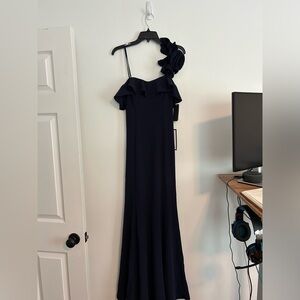 NWT Stunning Navy gown with floral details